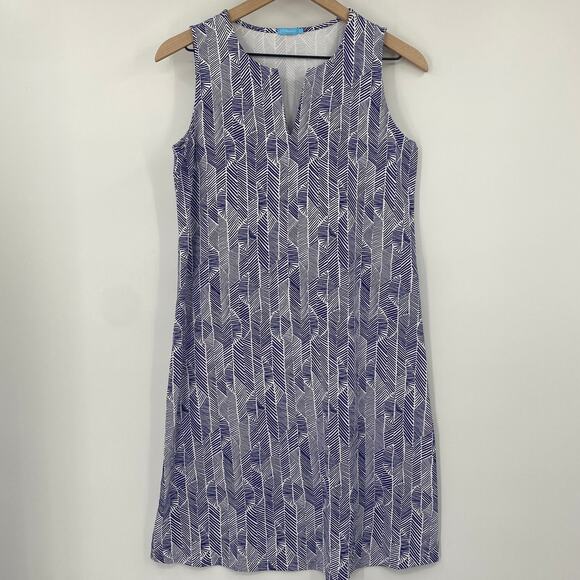 J Mclaughlin Ellison Mini Dress Catalina Cloth Jersey Knit Printed White Blue S - Picture 3 of 7